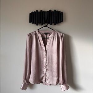 Banana Republic Dusty Rose Satin Blouse - Long Sleeve